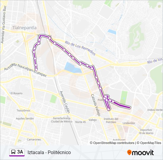 Mapa de 3A de autobús