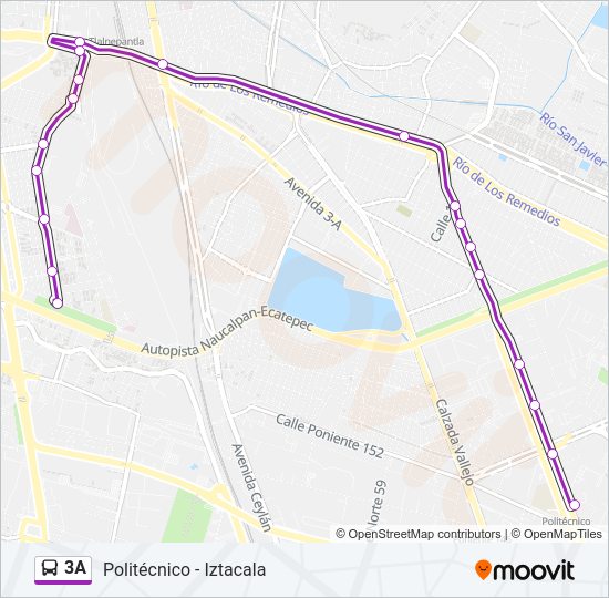 Mapa de 3A de autobús