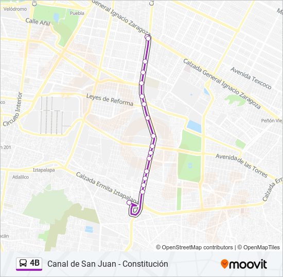 Mapa de 4B de autobús