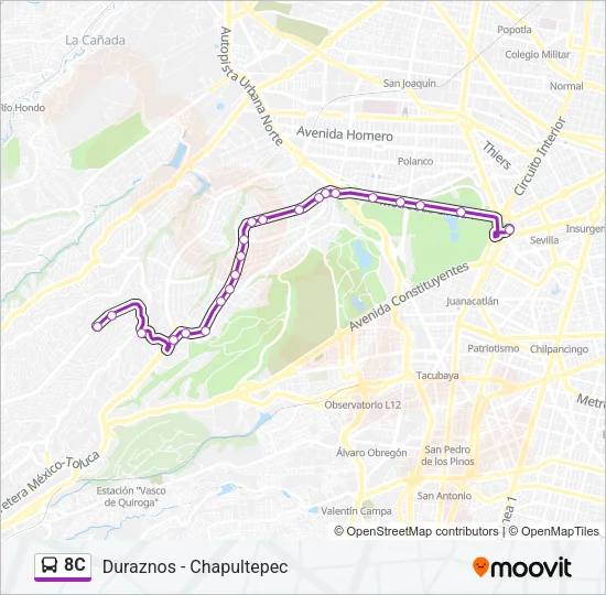 8C Bus Line Map