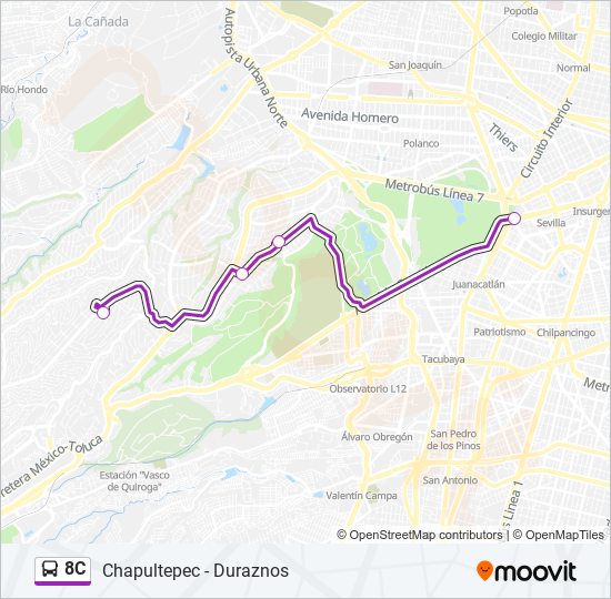 Mapa de 8C de autobús