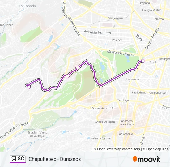 8C Bus Line Map