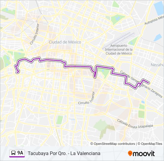 Mapa de 9A de autobús