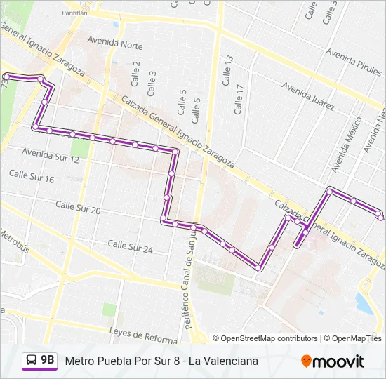 9B Bus Line Map