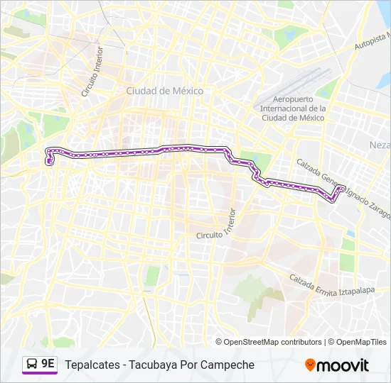 9E Bus Line Map