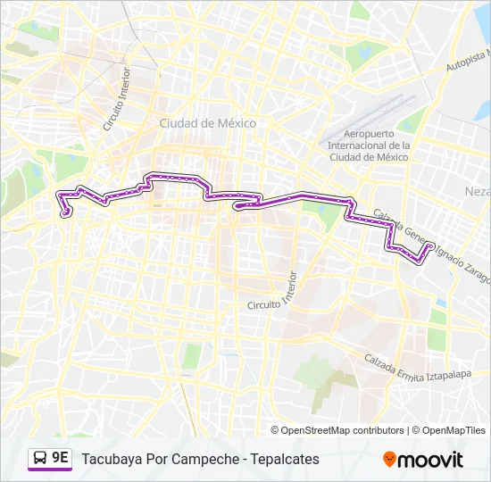 9E Bus Line Map