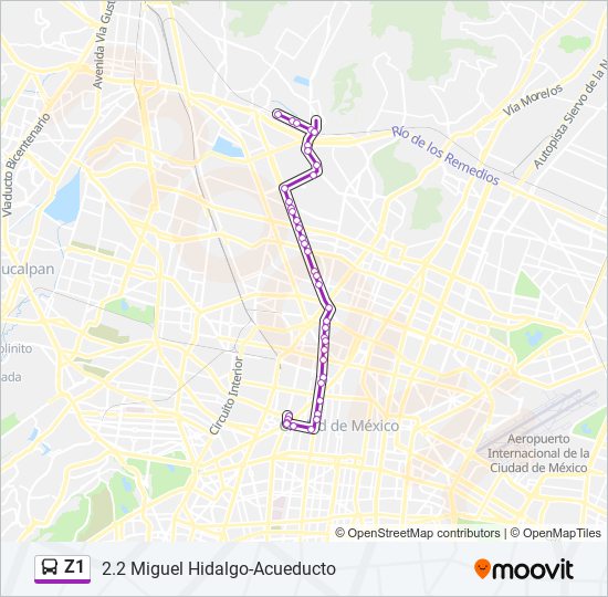 Mapa de Z1 de autobús