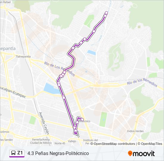 Mapa de Z1 de autobús