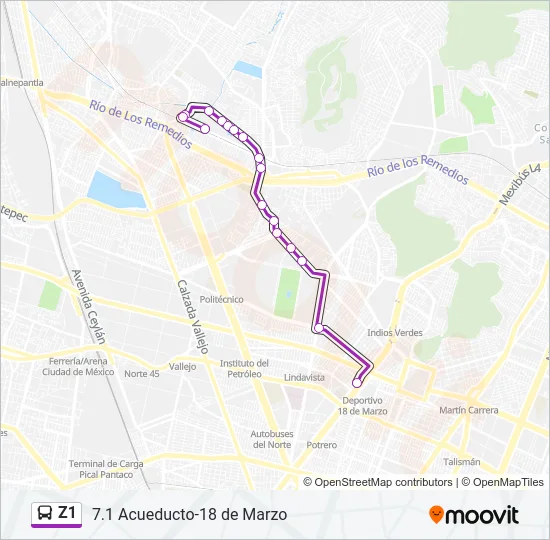 Z1 Bus Line Map