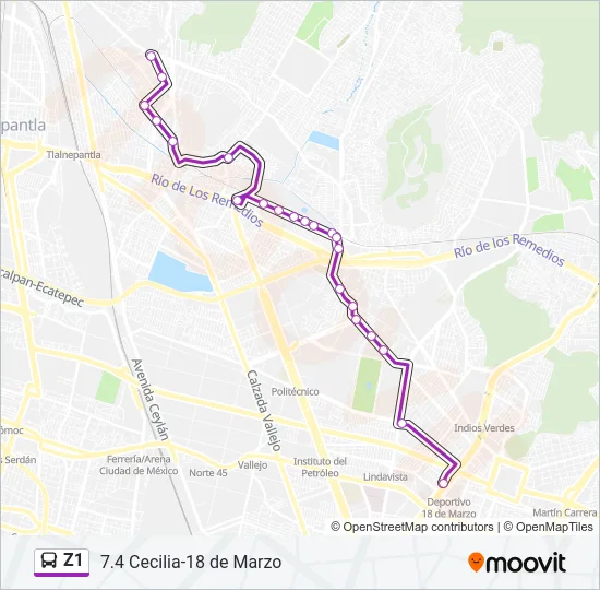 Z1 Bus Line Map