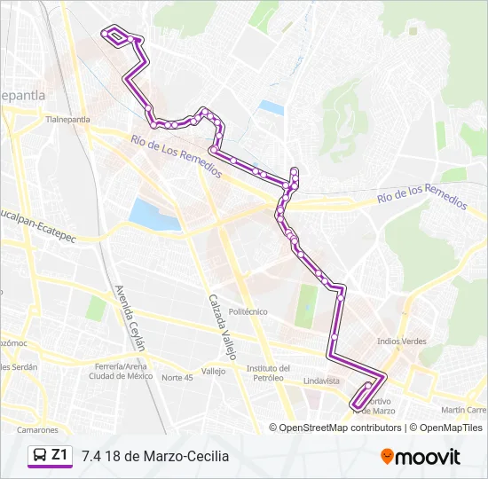 Z1 Bus Line Map
