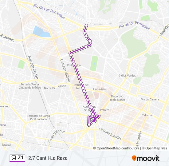 Mapa de Z1 de autobús