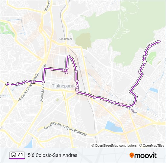 Mapa de Z1 de autobús