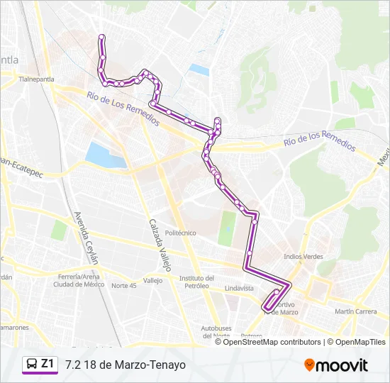 Z1 Bus Line Map