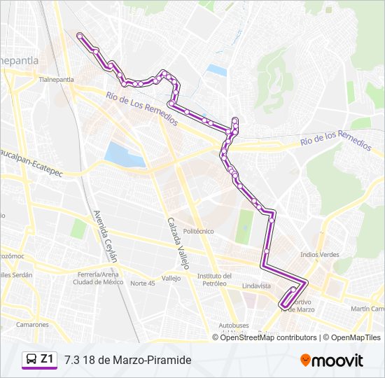 Mapa de Z1 de autobús