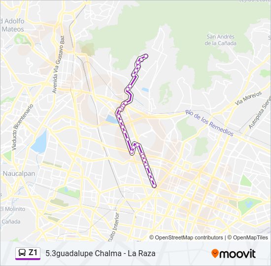 Mapa de Z1 de autobús
