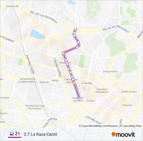 Z1 Bus Line Map