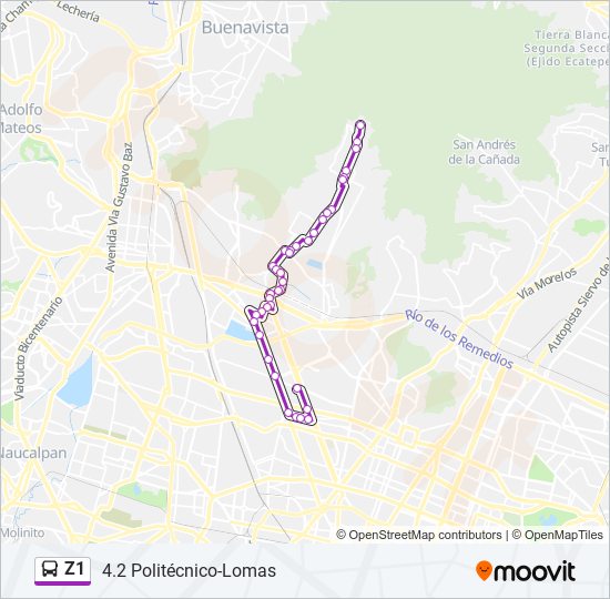 Mapa de Z1 de autobús