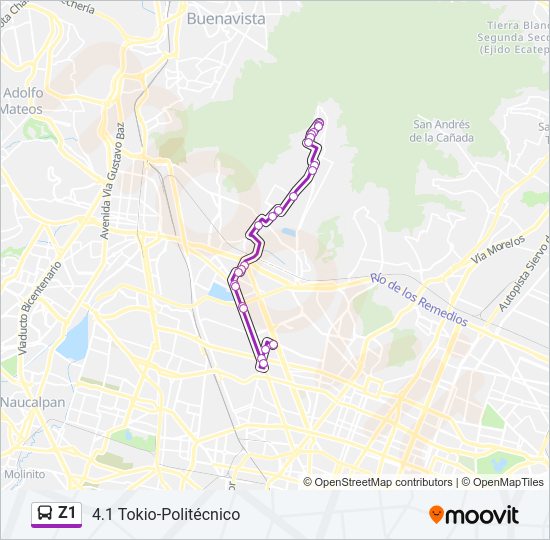 Mapa de Z1 de autobús