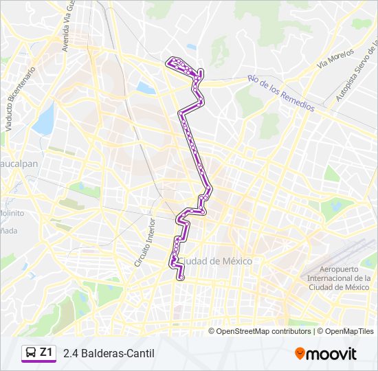 Mapa de Z1 de autobús