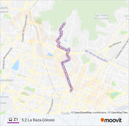 Mapa de Z1 de autobús