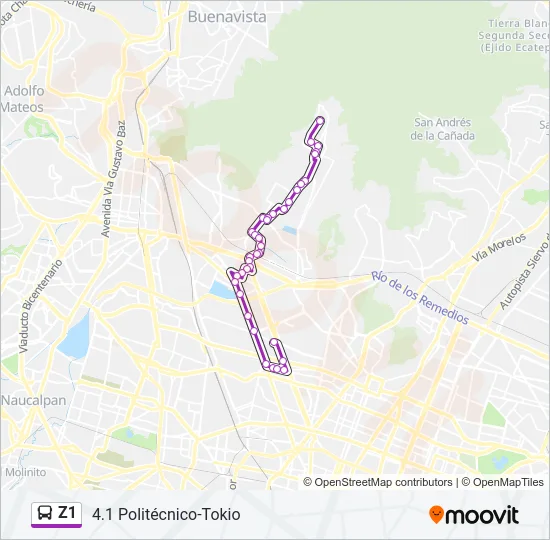 Z1 Bus Line Map