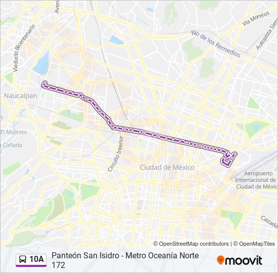 Mapa de 10A de autobús