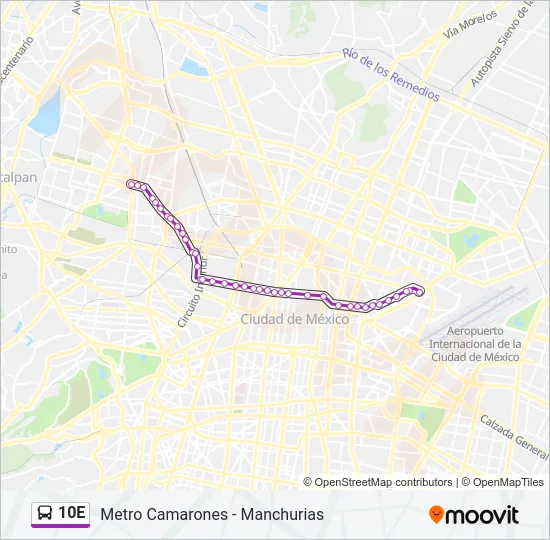 10E Bus Line Map