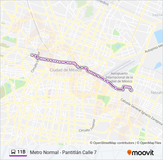 Mapa de 11B de autobús