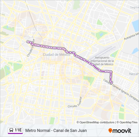 Mapa de 11E de autobús