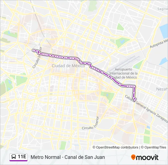 11E Bus Line Map