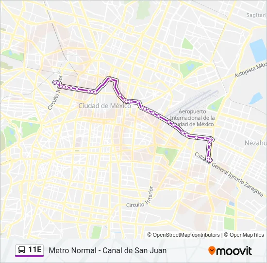 11E Bus Line Map