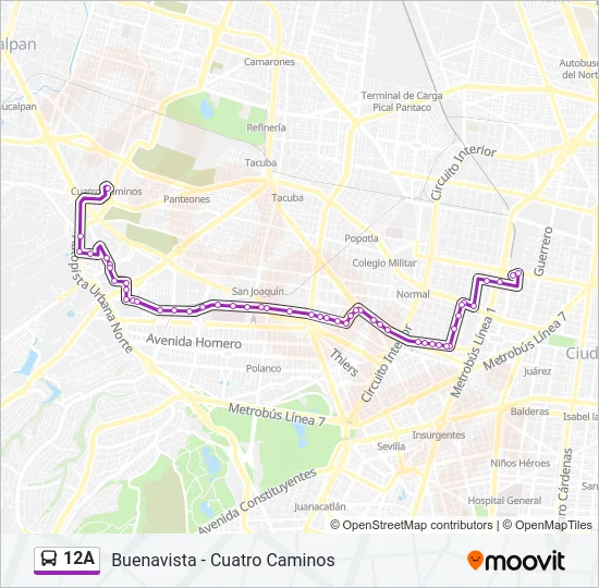 12A Bus Line Map