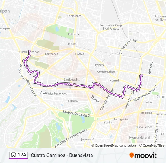 12A Bus Line Map