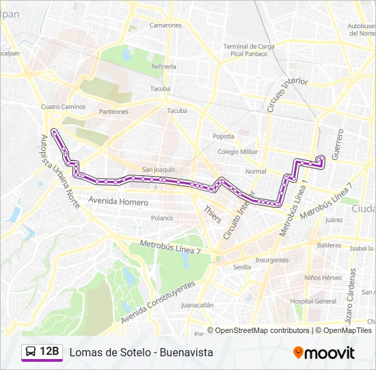 12B Bus Line Map