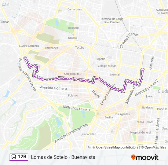 12B Bus Line Map