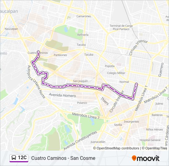 Mapa de 12C de autobús