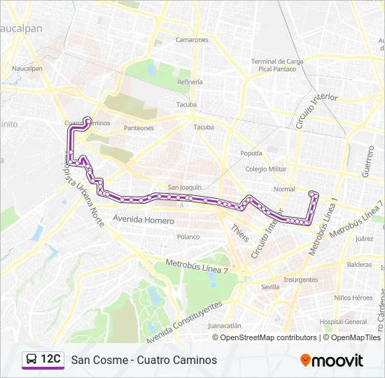 12C Bus Line Map