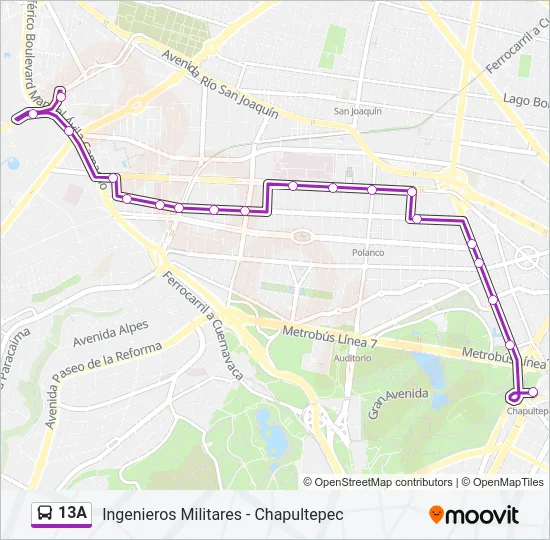 13A Bus Line Map