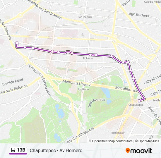 13B Bus Line Map