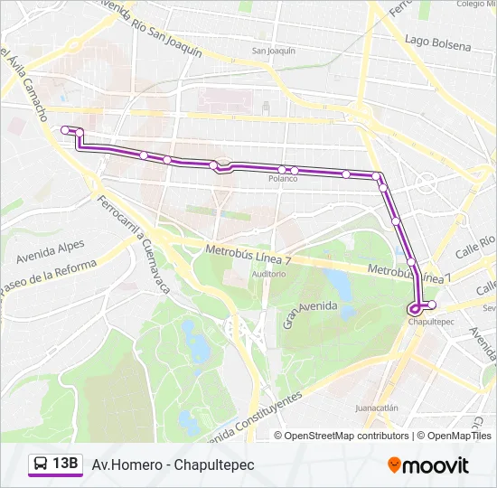 13B Bus Line Map