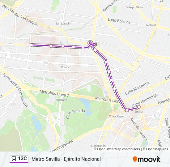 13C Bus Line Map