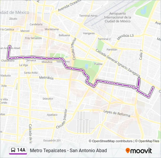 14A Bus Line Map