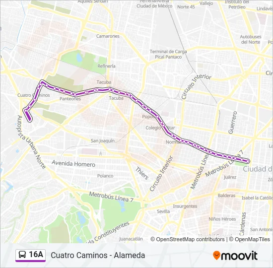 16A Bus Line Map