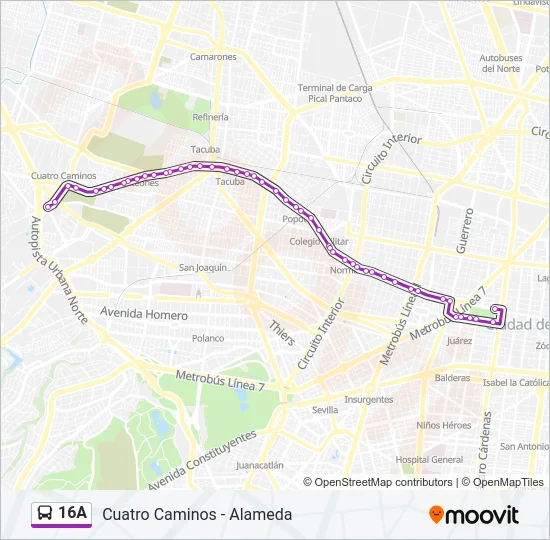 16A Bus Line Map