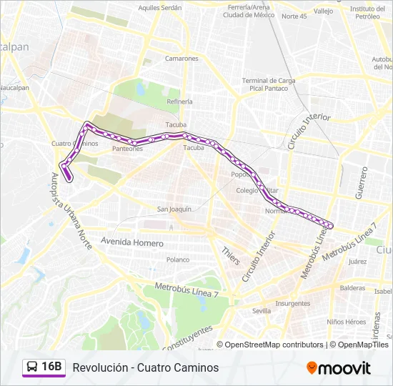 16B Bus Line Map