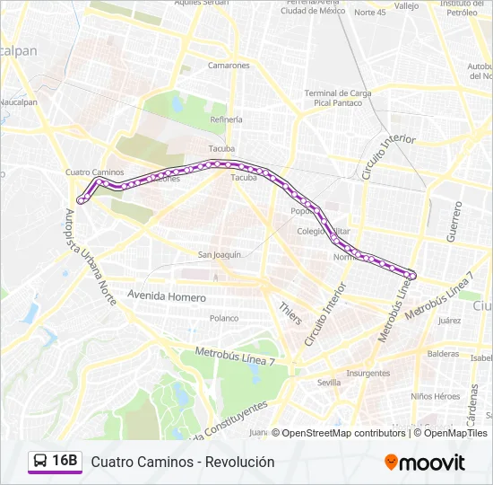 16B Bus Line Map