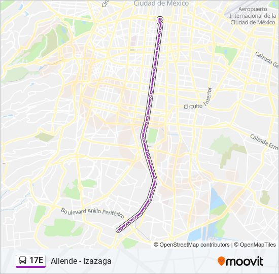 Mapa de 17E de autobús