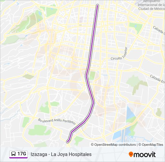 Mapa de 17G de autobús