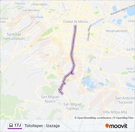 Mapa de 17J de autobús